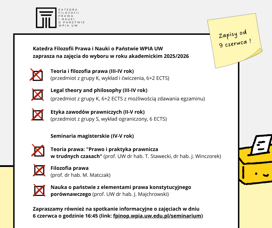 Zajęcia do wyboru w Katedrze w roku akademickim 2025/2026