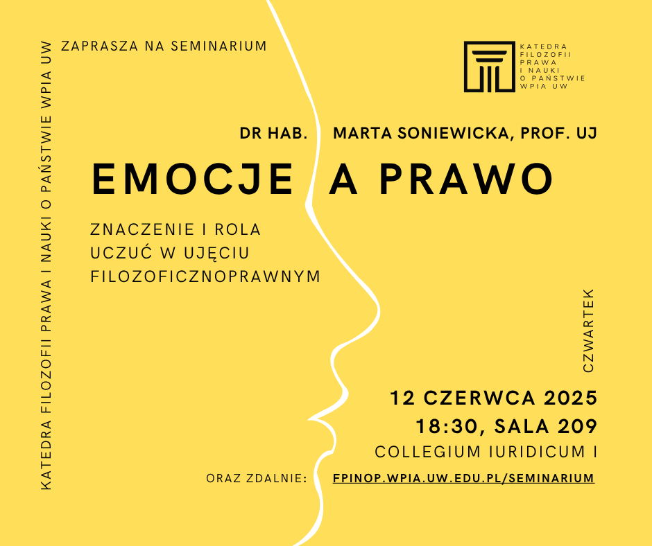 Seminarium „Emocje a prawo” z prof. Martą Soniewicką (UJ)